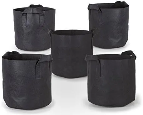 247Garden 5-Pack 15 Gallon Grow Bags /Aeration Fabric Pots w/Handles (Black)