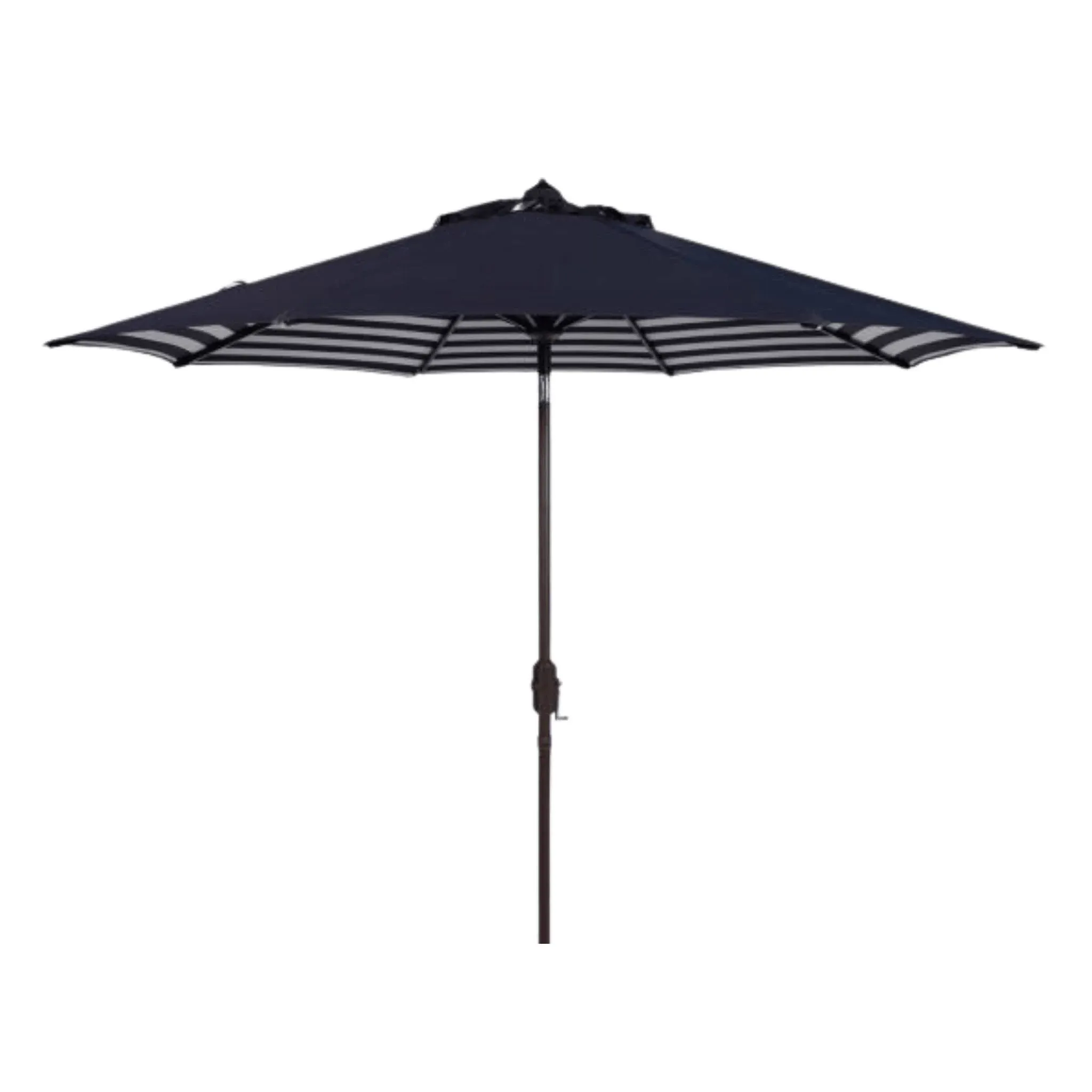 Safavieh Athens Inside Out Striped 9ft Crank Outdoor Auto Tilt Umbrella - Navy,White