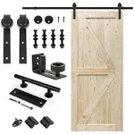 42 in. x 84 in. Unfinished British Brace Knotty Barn Door with 8FT Sliding Door