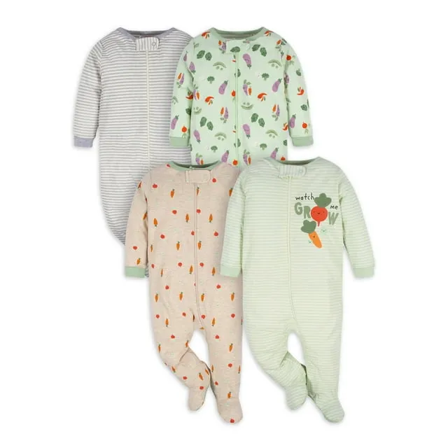 Gerber Baby Boy or Girl Gender Neutral Sleep 'n Play Footed Pajamas, 4-Pack