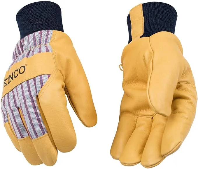 Kinco 1927KW Premium Pigskin Work Gloves, Heatkeep Insulation, Knit Wrist, S-2XL