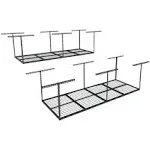 FLEXIMOUNTS 3x8 Overhead Garage Storage Rack,Adjustable Garage Storage Organization Systerm,Heavy Duty Metal Garage Ceiling Storage Racks,2 Pack,Black