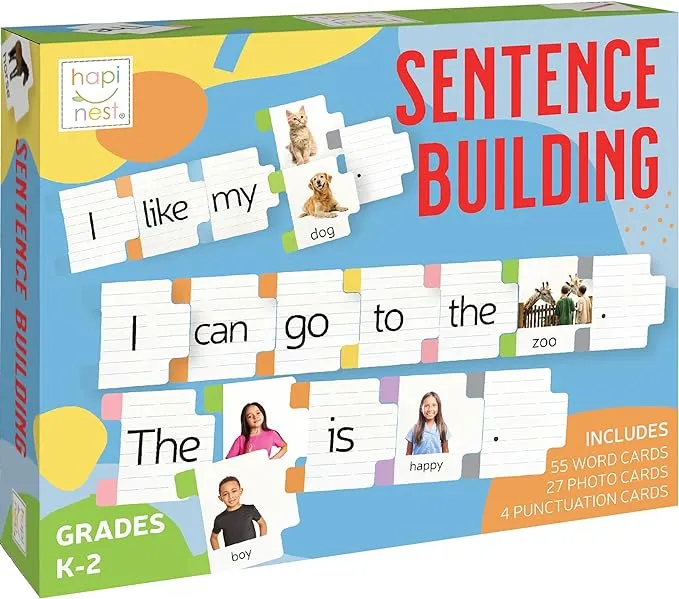 Hapinest Sentence Building for Kids, Learning Game Grammar Reading & Speech Therapy Materials Activities, Kindergarten 1st 2nd Grade Special Education Classroom Must Haves for Teachers & Homeschool