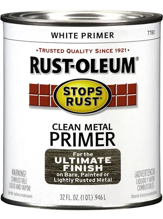 Rust-Oleum STOPS RUST Clean Metal Primer Flat White 1 qt 7780-502