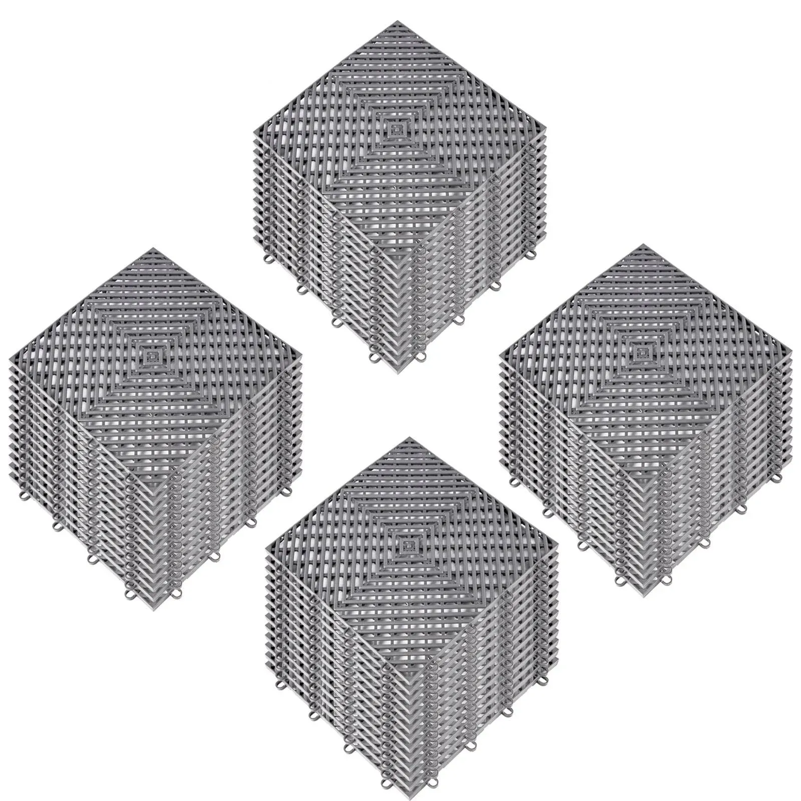 VEVOR Gray Interlocking Tile Drainage Tiles 12 x 12 in. Splicing Soft PVC Interlocking Drainage Floor Tiles - 50 Piece