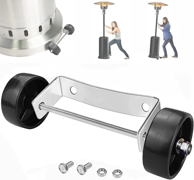 Universal Patio Heater Wheel Kit-Stainless Steel Silver Bracket + Black Wheels,P