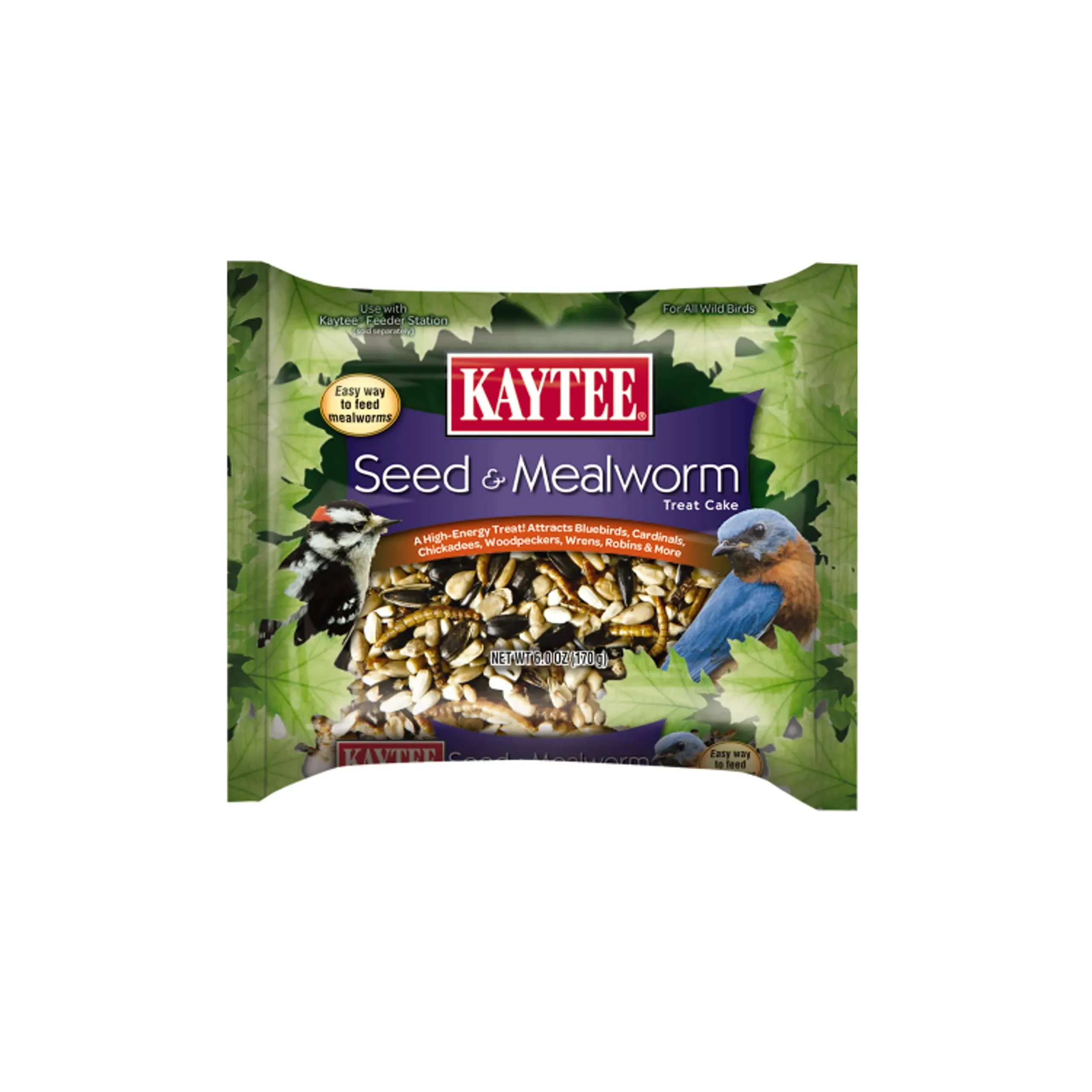 Kaytee Seed & Mealworm Treat Cake, 6 oz