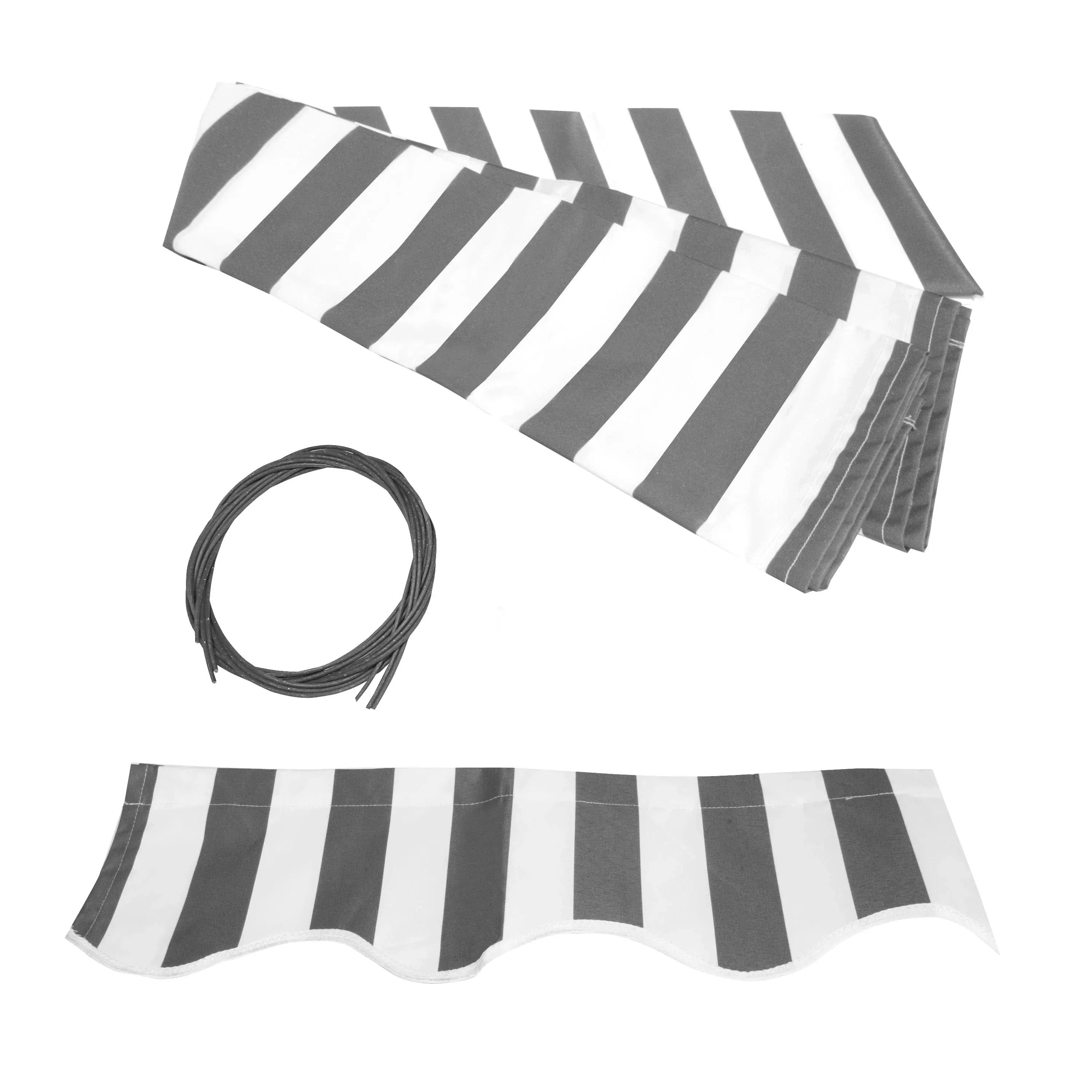 Aleko Retractable Awning Fabric Replacement - 12x10 Feet - Grey and White Striped