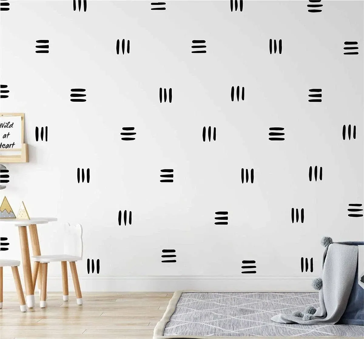 120pcs Modern Line Wall Stickers Boho Nursery Kids Living Room Scandinavian Home Décor Self-Adhesive Murals Vinyo DIY Gift YT5037 (Black)