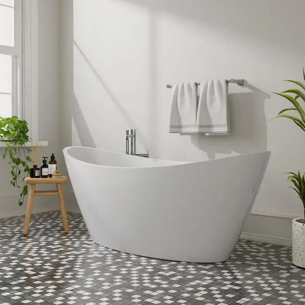 Empava 67" Freestanding White Acrylic Bathtub - Contemporary - Bathtubs - by Empava Appliances Inc. | Houzz