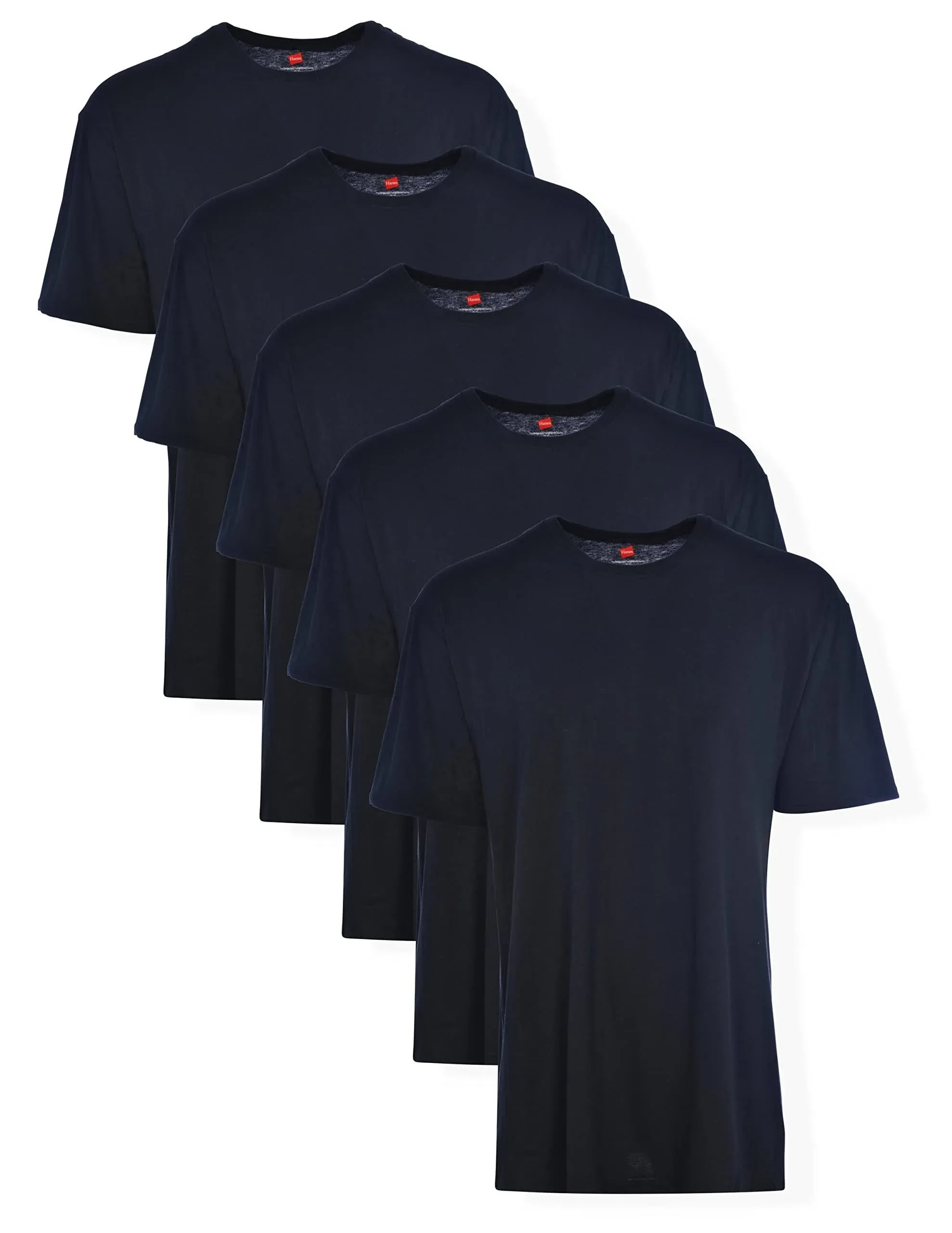 Hanes Mens Tagless ComfortSoft Crew Undershirt, Black, 5x-largetall (Pack of 5)