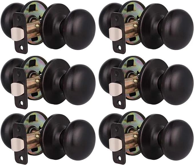 KNOBWELL 6 Pack Oil Rubbed Bronze closet Door Knobs Passage Door Knob Set