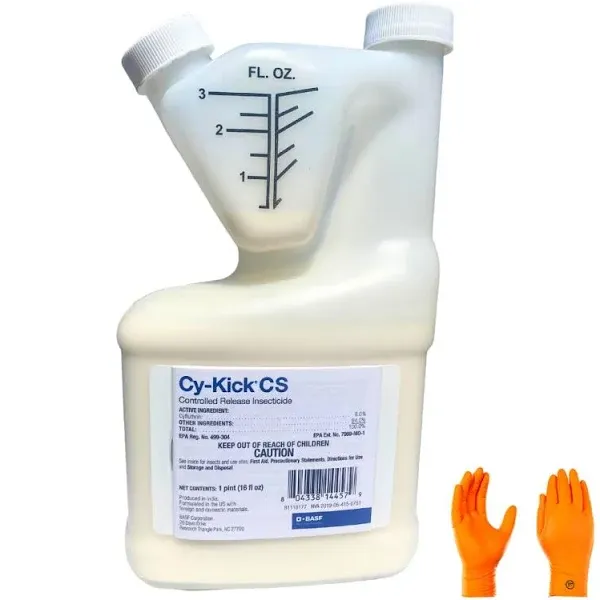 Cy-Kick CS Liquid Concentrate - 90 Days of Pest Control Power, Multipurpose Outdoor Insecticide Treatment, with USA Supply Protective Gloves