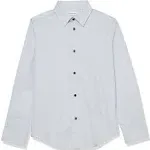 Calvin Klein Boys' Long Sleeve Slim Fit Dress Shirt, Button-Down Style with Cuffs & Shirttail Hem