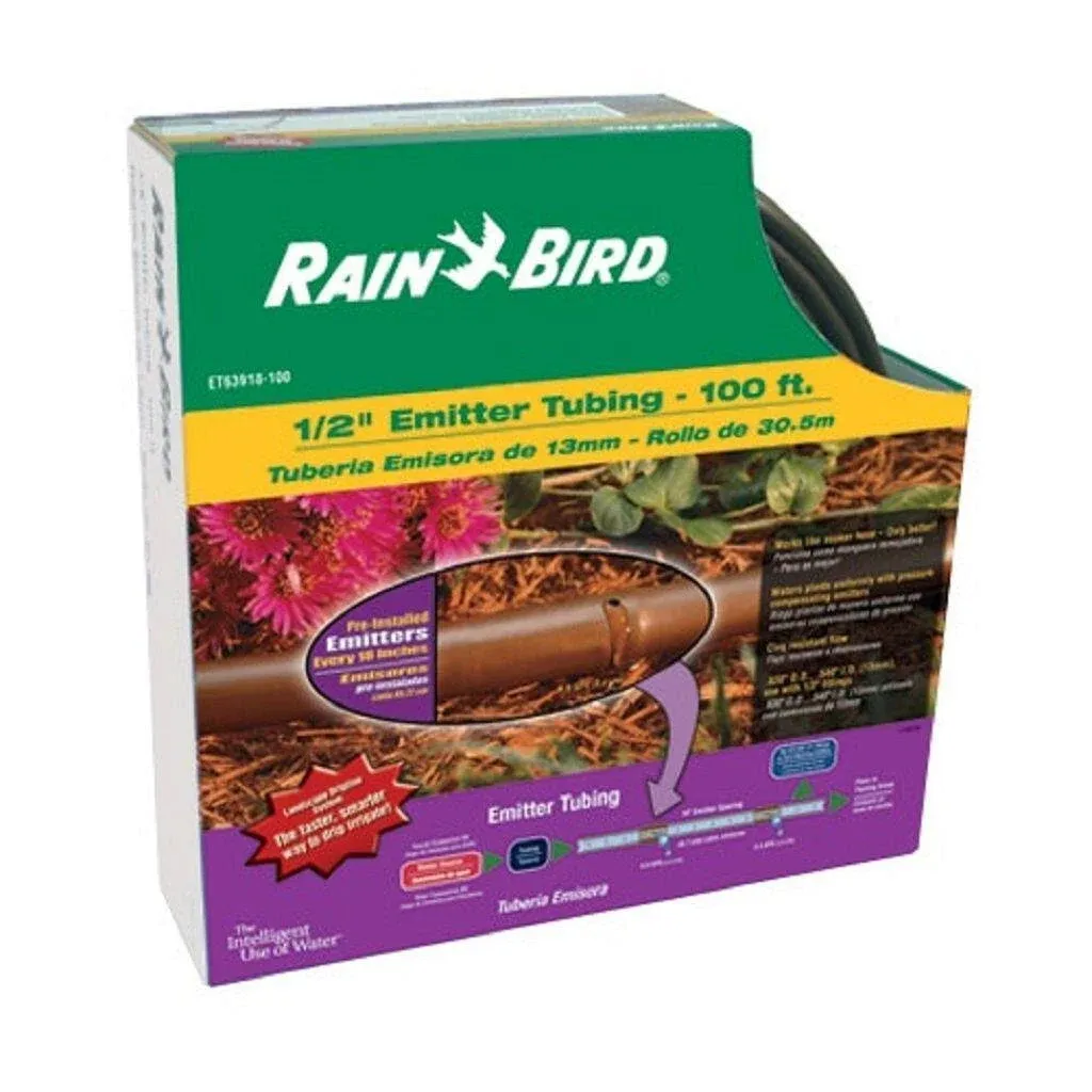 RAIN BIRD ET63-100S Rain Bird Drip Irrigation Drip Emitter Tubing - 100' Brown