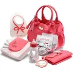 Litti Pritti Baby Doll Accessories - Diaper Bag Set - Premier Playtime Playset for Baby Dolls, Pink