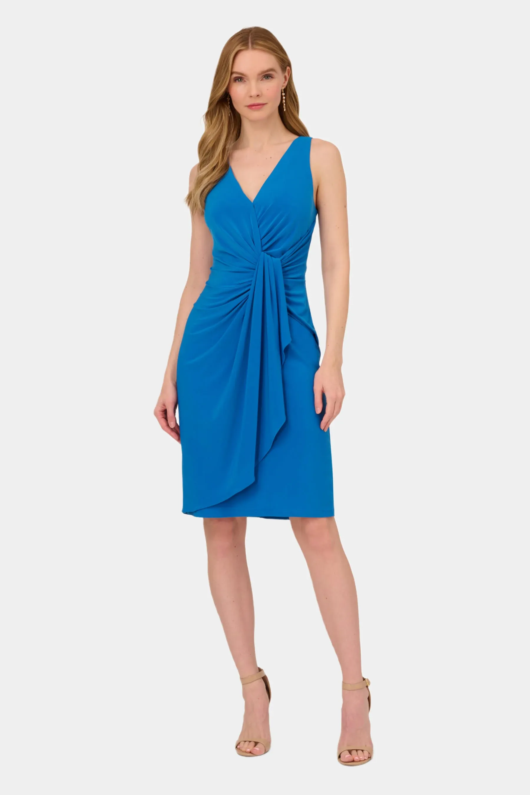 Adrianna Papell Women's Short Jersey Draped Dress