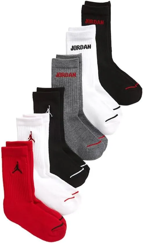 Jordan Boys 6-Pk. Crew Socks Shoe Size 3Y-5Y/Sock Size 7-9