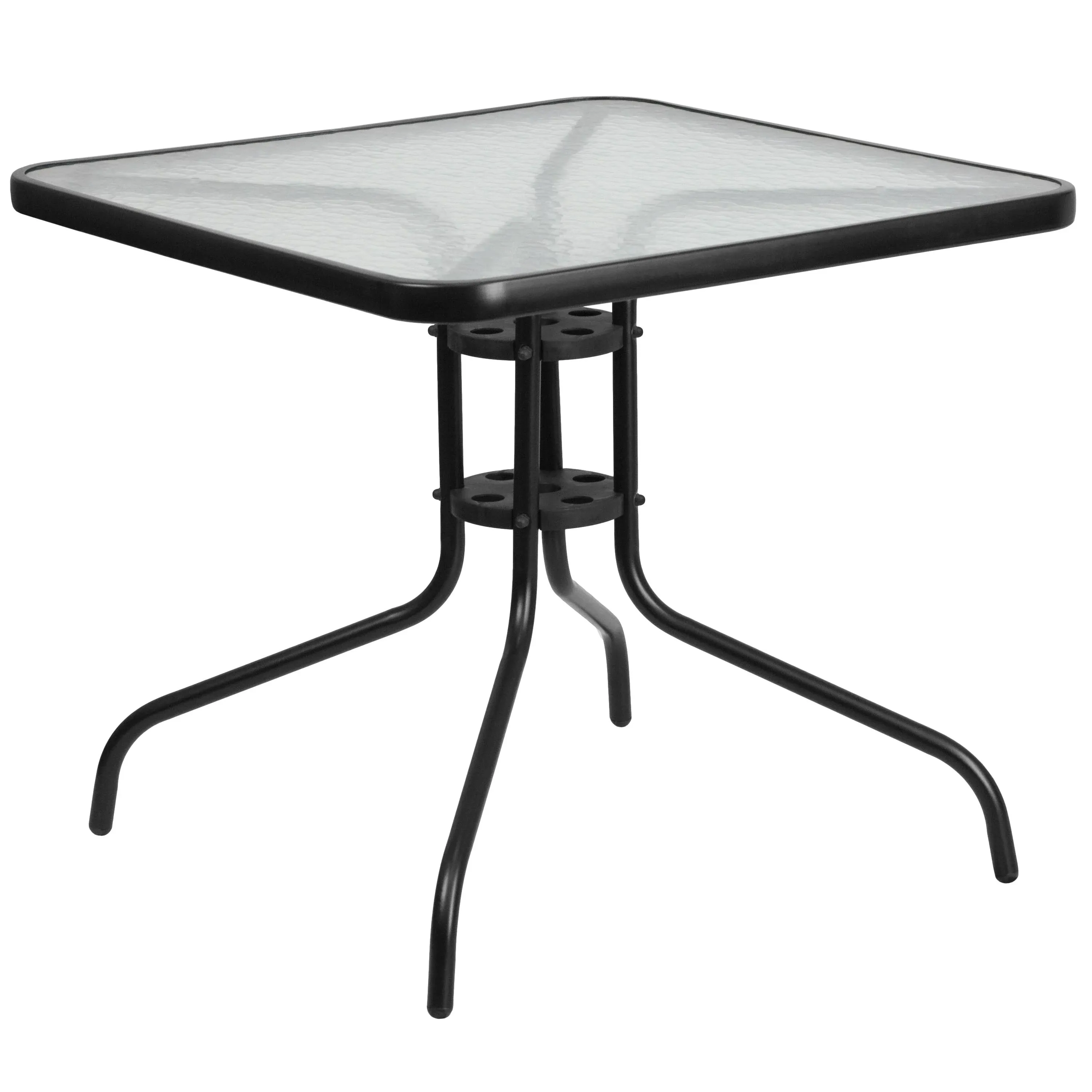 Flash Furniture 31.5 in. Square Tempered Glass Metal Table