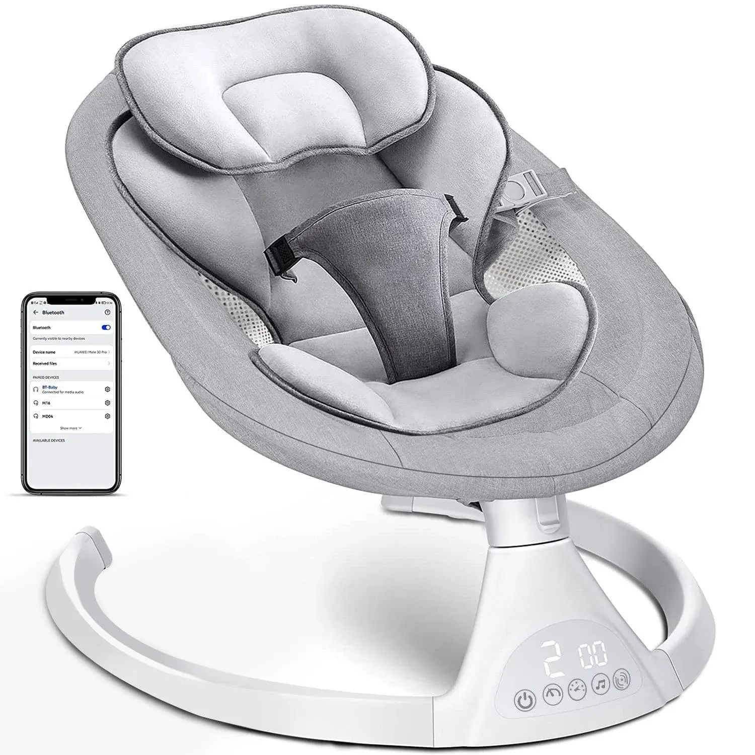 Baby Swing for Infants, Bluetooth Swing Electirc Baby Rocker Bouncer, Intelligent ...