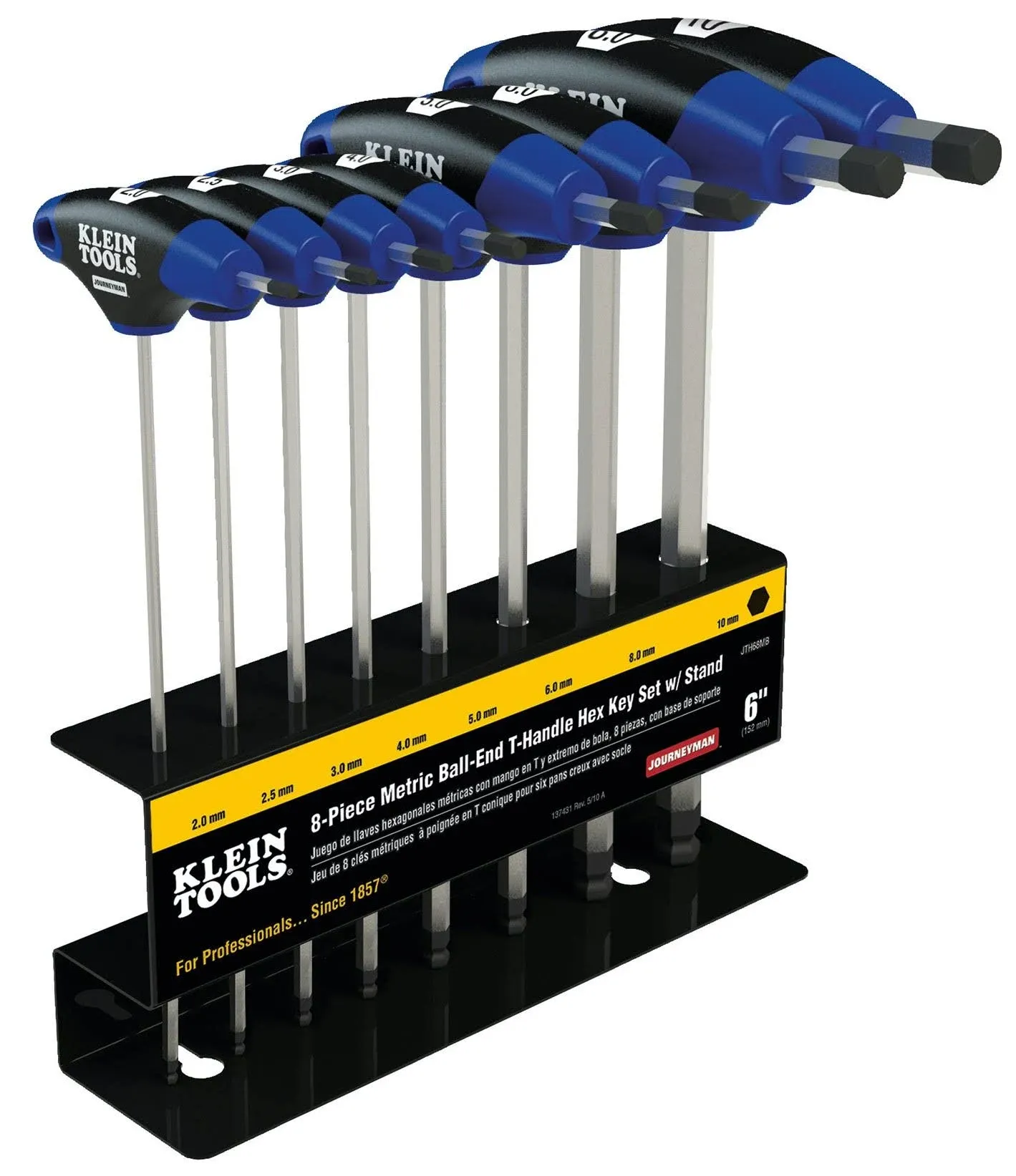 "Klein Tools 6'' Metric Ball-End Journeyman T-Handle Set with Stand, 8 Piece"