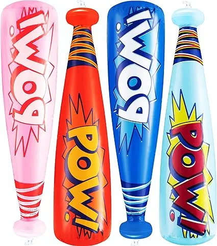 Bedwina Pow Inflatable Baseball Bats - Pack of 12 Oversized 20 inch Inflatable T