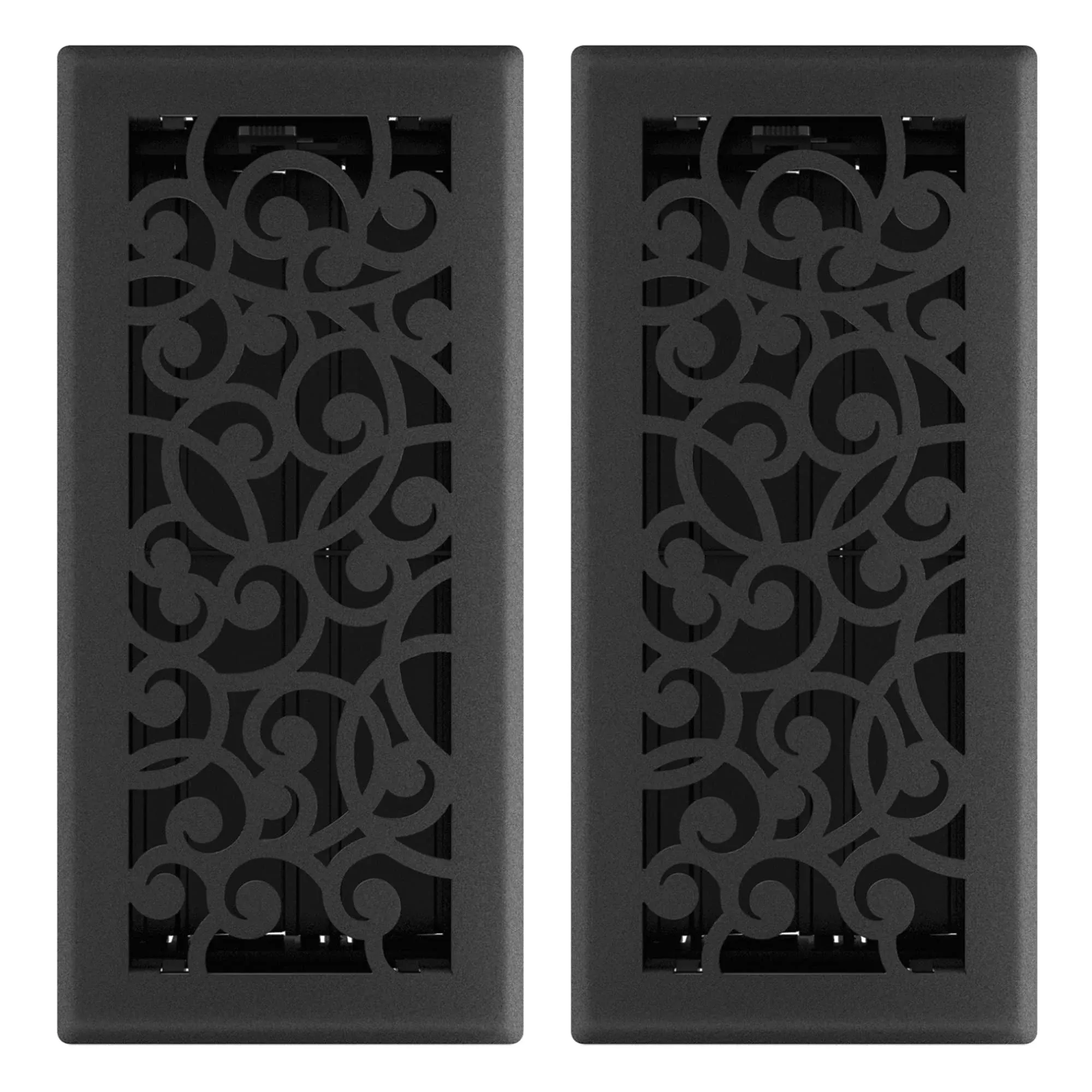 RG3459 Wonderland Decorative Floor Register, 4 X 10-Inch, Black Iron, 2 Pack