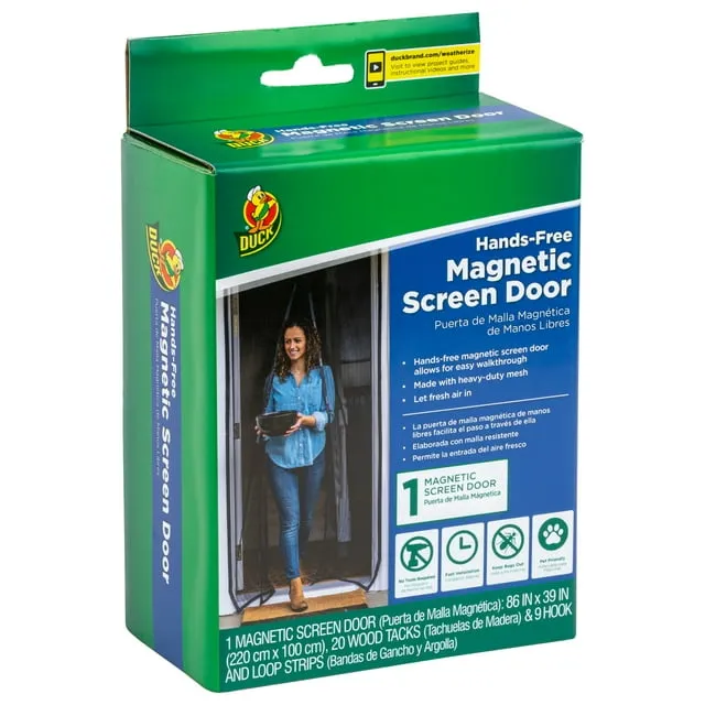 Duck Brand 86 in. x 39 in. Hands-Free Magnetic Mesh Screen Door