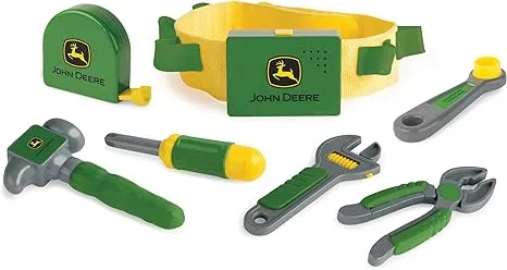 John Deere Deluxe Talking Toolbelt - 7-Piece Tool Set - Interactive Building Toys - Preschool Toys Ages 2 Years and Up - 7 Count,Green