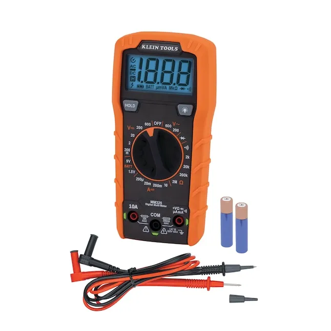 Klein Tools MM325 Multimeter, Digital Manual-Ranging 600V AC/DC Voltage Tester, Tests Batteries, Current, Resistance, Diodes, and Continuity , Black