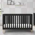 Delta Children Essex 4-in-1 Convertible Baby Crib, Ebony with Natural Legs