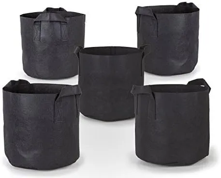 247Garden 2-Gallon Fabric Pots/Plant Grow Bags 5-Pack Black