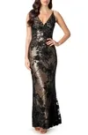 Shop Dress The Population Sharon Gown In Black/nude