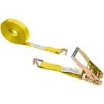 US Cargo Control 2 Inch x 50 Feet Ratchet Straps with Wire Hooks, 2 Inch Ratchet Straps, Yellow J Hook Ratchet Straps for Flatbed Trailers, Wide Handle Ratchet, 3,333 lbs. Working Load Limit