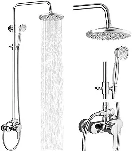 Polaris 3 Rain Shower Set, Handheld Shower, Vertical Extension Pipe, Matte Black