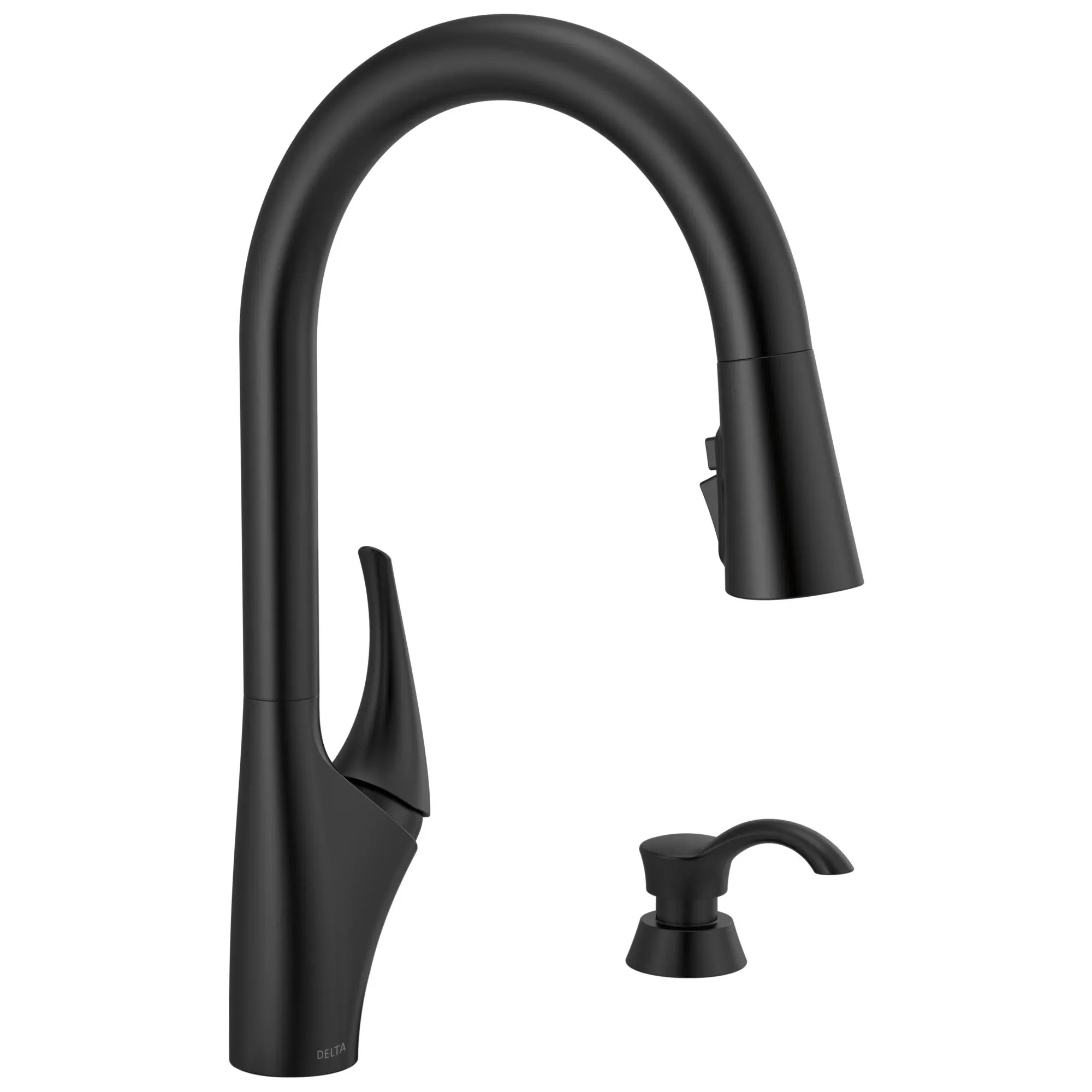 Delta Anderson Matte Black 1-Handle Deck-Mount Pull-Down Handle Kitchen Faucet