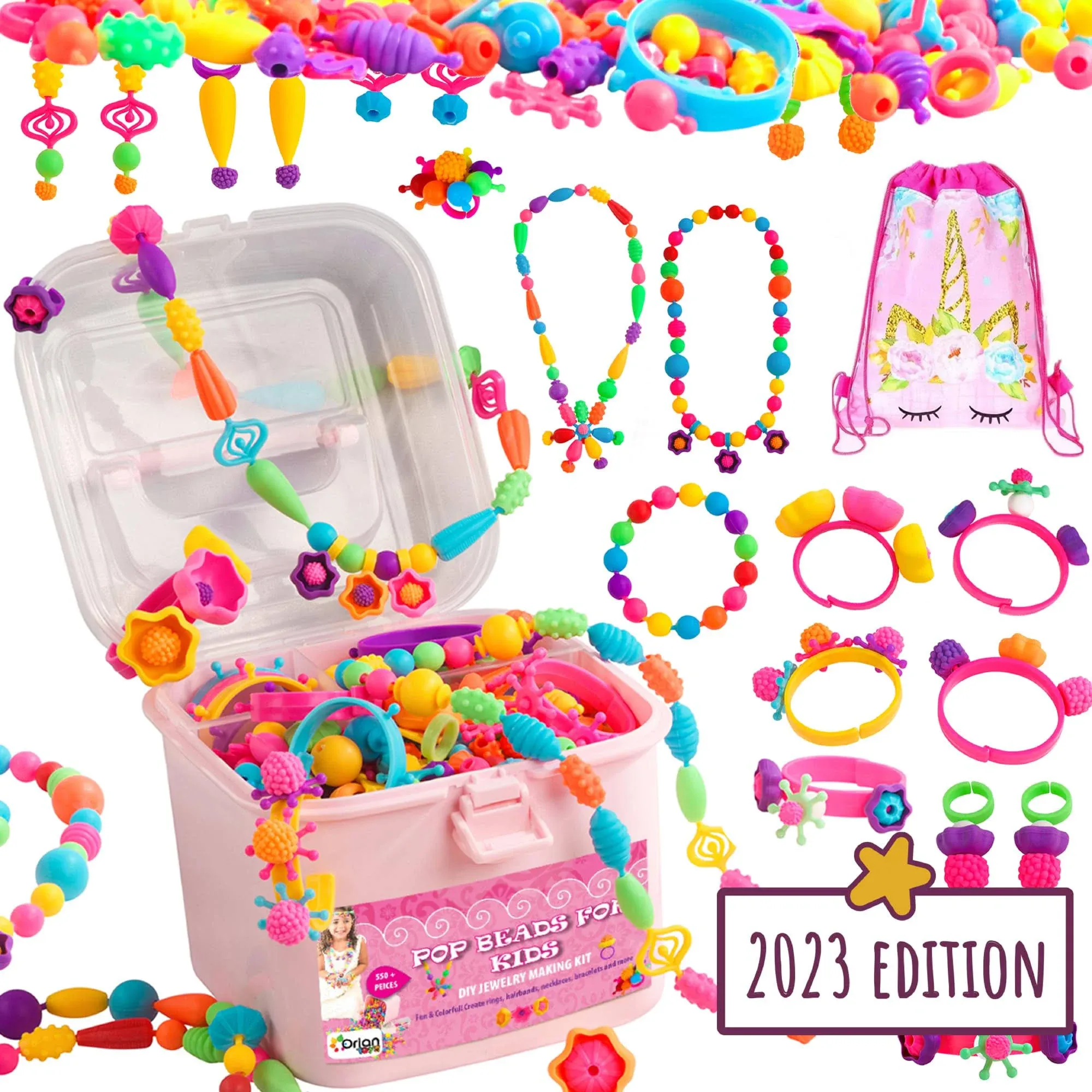 Gift Set for Girl Jewelry Making Kit Pretend Play Toy 5 6 7 8 9 10 11++ Year Old