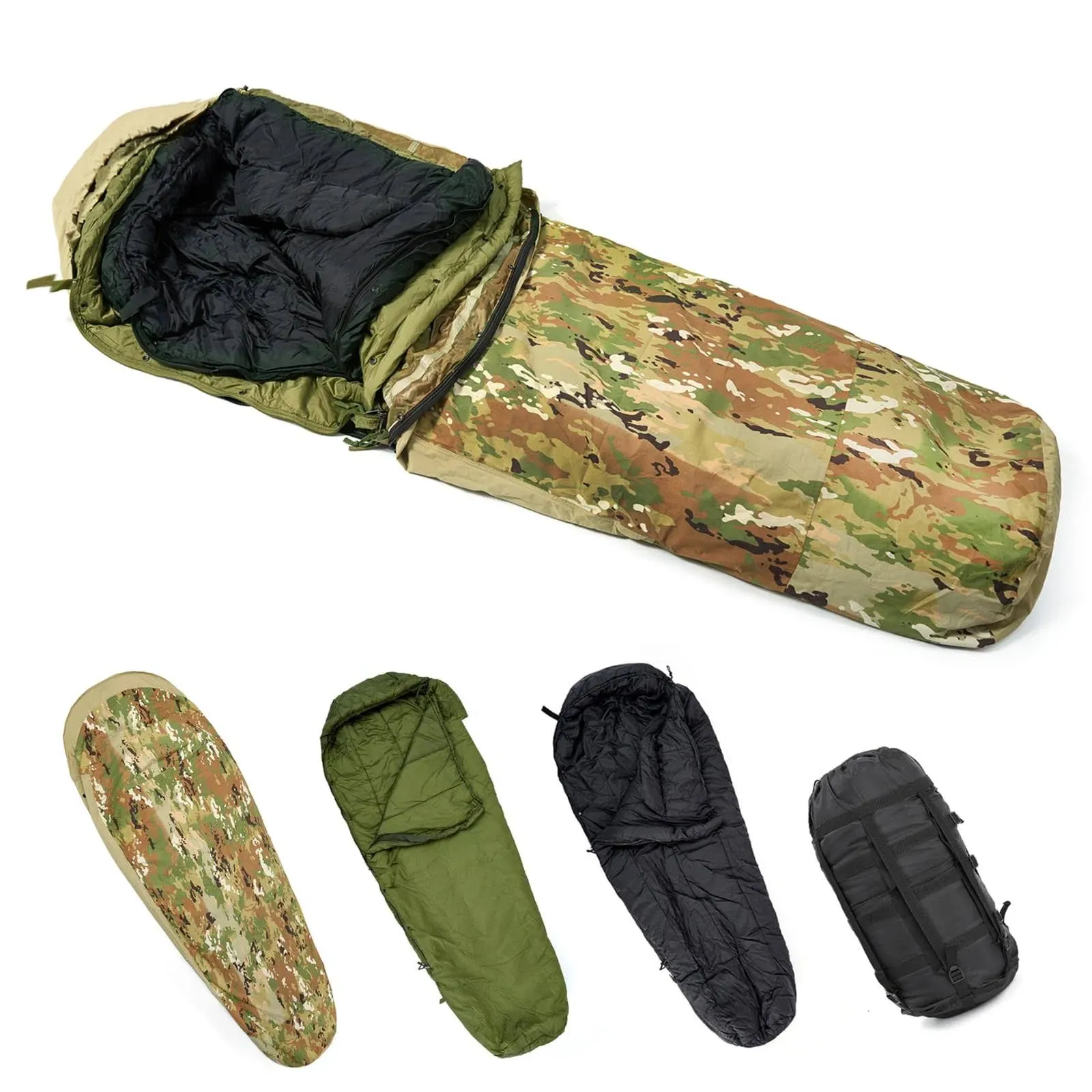 MT Army Military Modular Sleeping Bags System Multi Layered with Bivy Cover for All Season