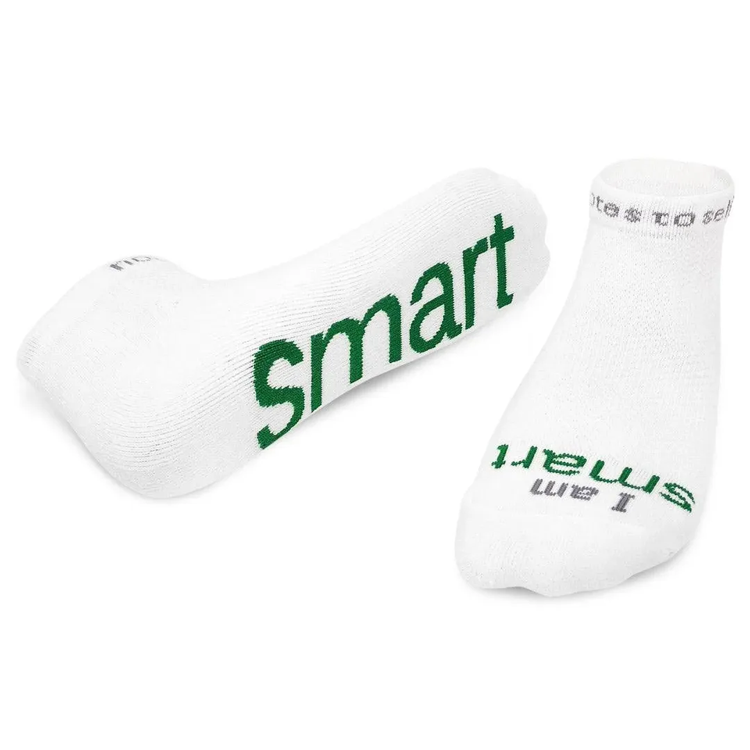 'I Am Smart' White Low-Cut Socks, M