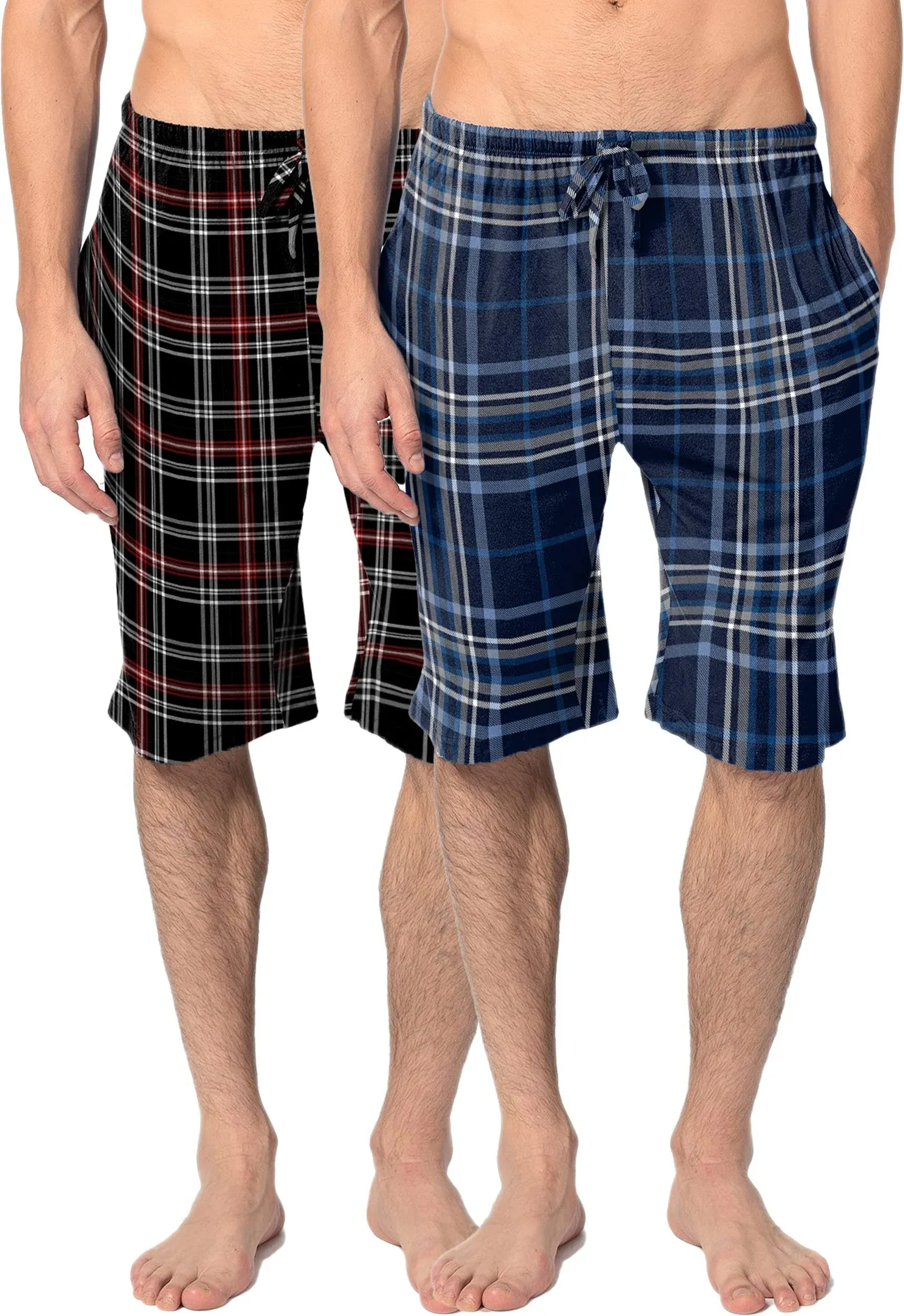 Andrew Scott Men's Cotton Flannel Soft Woven Pajama/Lounge Sleep PJ Shorts -Pack of 2