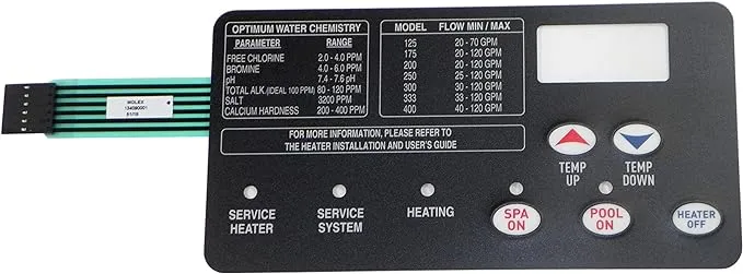 Pentair 472610Z Switch Membrane Pad Replacement MasterTemp Pool and Spa Heater Electrical System