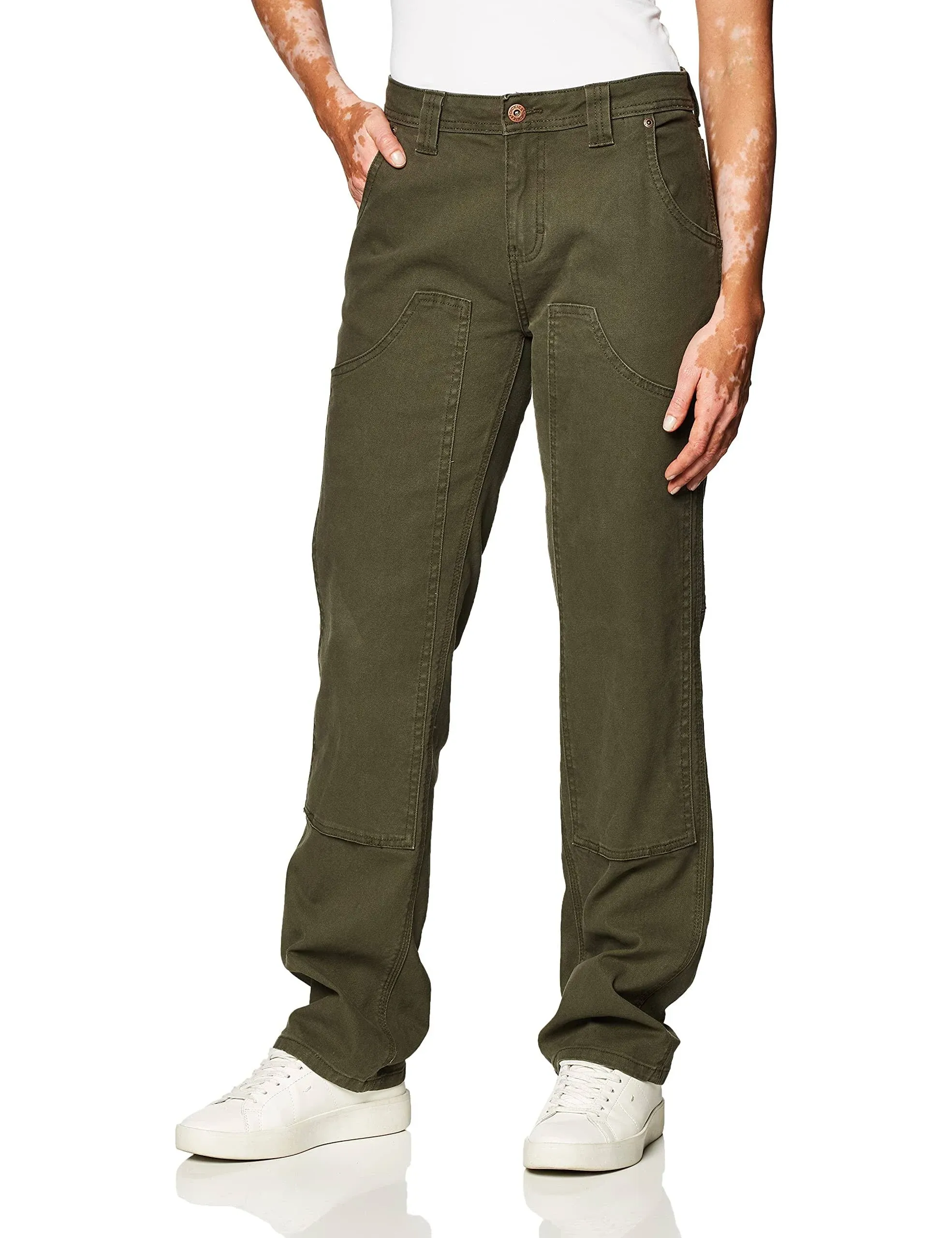 Dickies Women's Stretch Double-Front Duck Carpenter Pants, FD2500, Moss Green