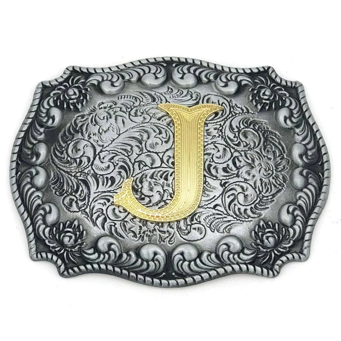 Faeovl Western Belt Buckle Initial Letter ABCDJMS to Z- Cowboy Rodeo Belt Buckles ...