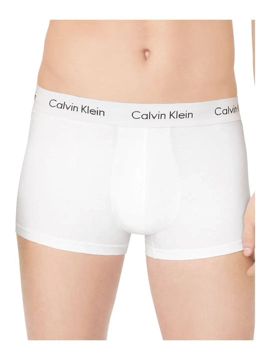 Calvin Klein Men's Cotton Stretch Low Rise Trunks, White, L - 3 pack