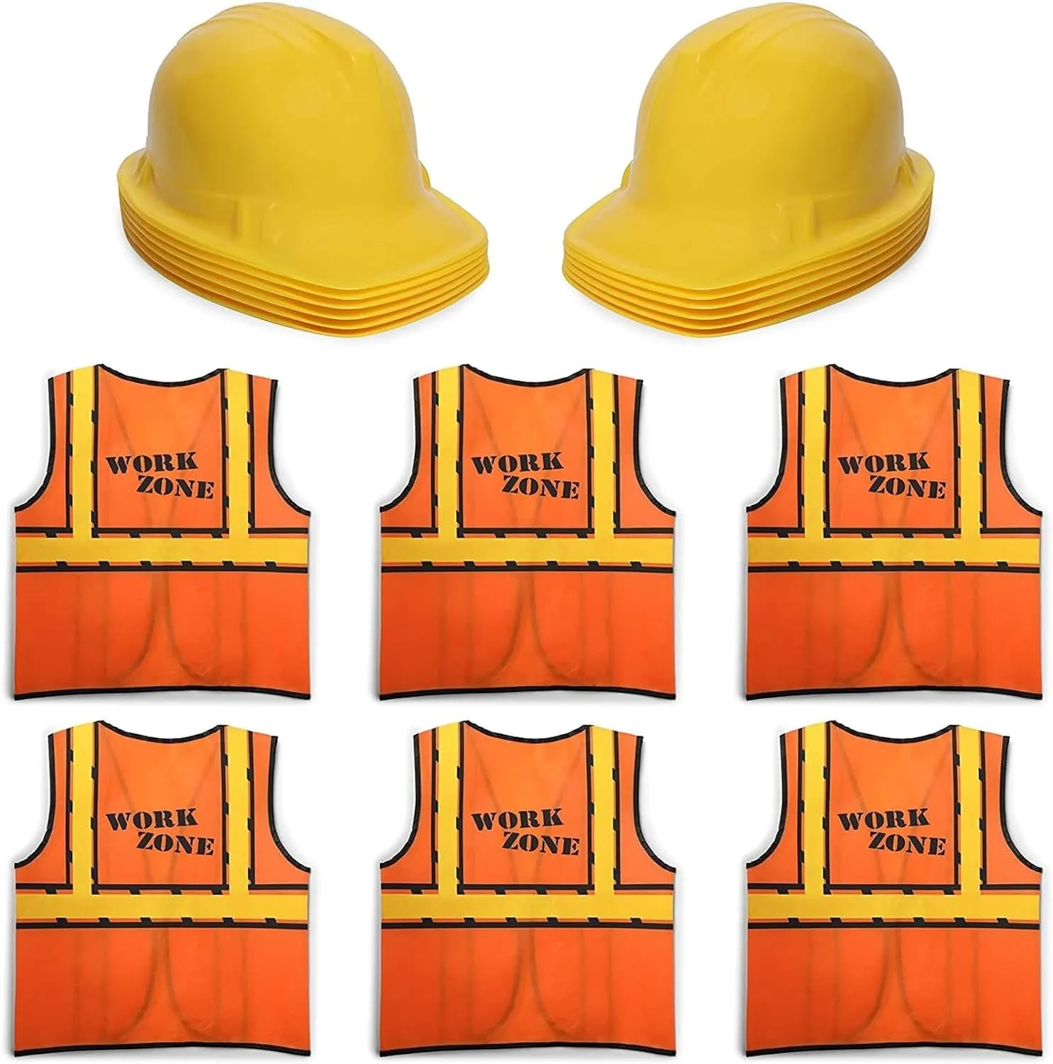 Construction Worker Costumes for Kids, Includes Vests and Hats (6 Sets)