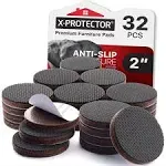 X-Protector Non Slip Furniture Pads for Hardwood Floors 60 PCS - 36 Round 1” + 24 Square 2" Anti Slip Furniture Pads - Self-Adhesive Rubber Furniture Pads Non Slip - Ideal Furniture Stoppers!