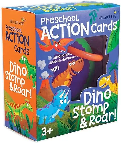 MOLLYBEE KIDS Dino Stomp and Roar, Prehistoric Playtime Activity Cards for Kids