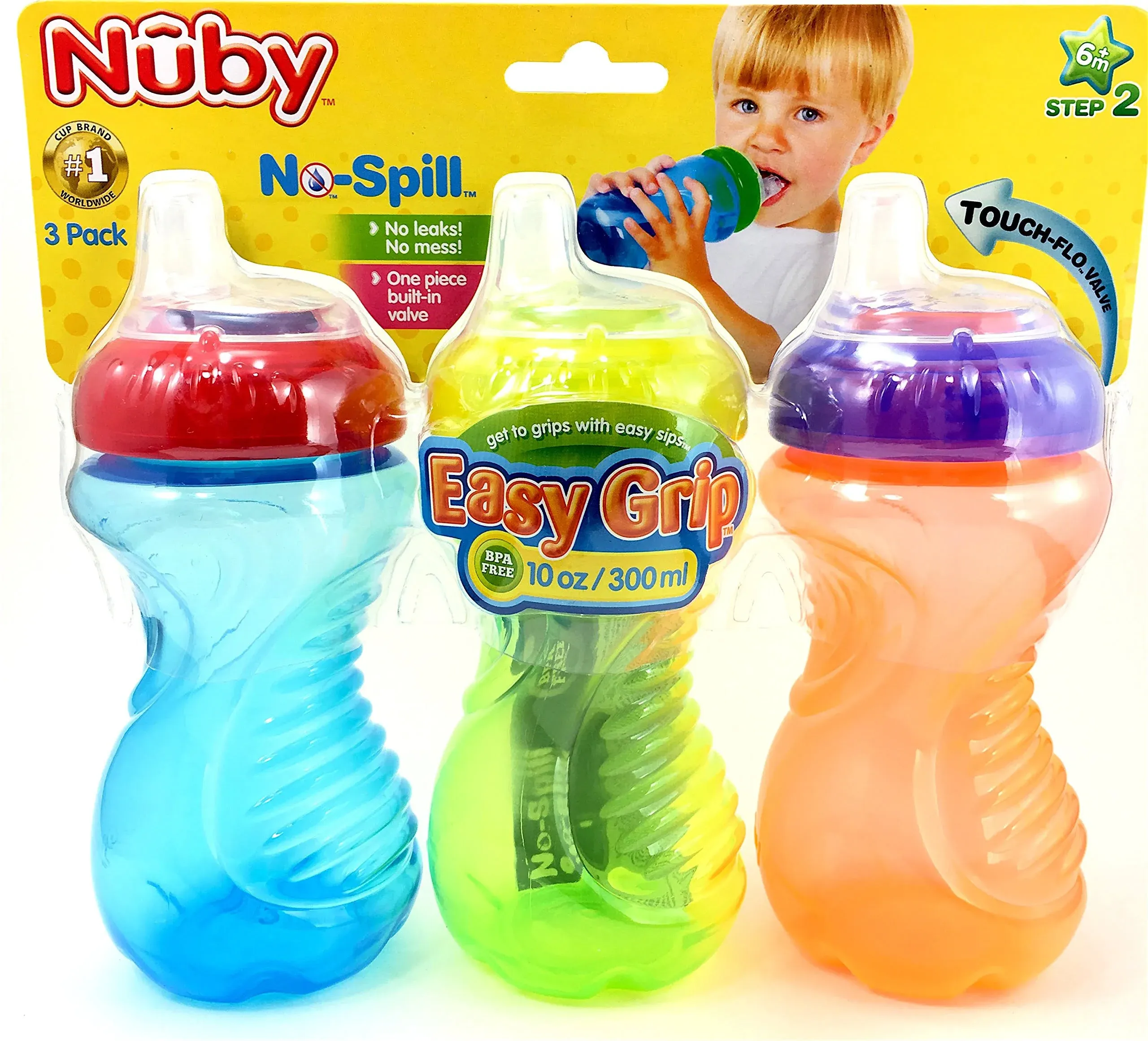 Nuby No Spill Easy Grip Sippy Cups 3 Pack