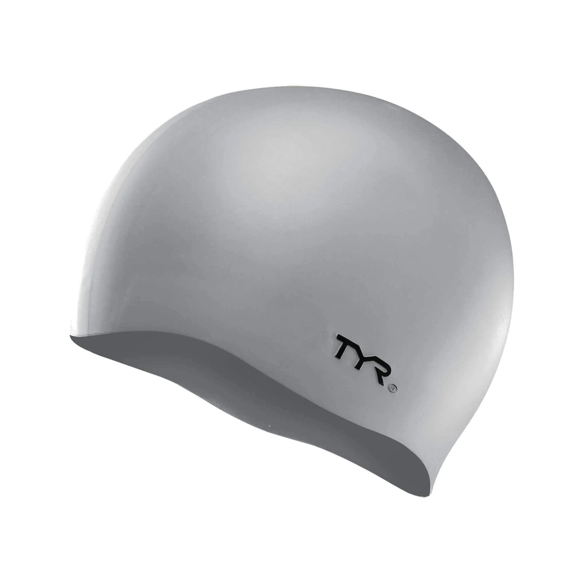 TYR Silicone Swim Cap, Wrinkle Free, Silver