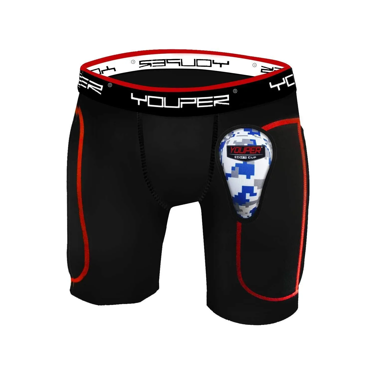 Youper Boys Youth Padded Sliding Shorts with Soft Protective X-Small, Black 